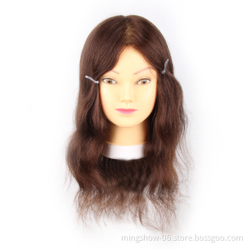 Cosmetology hairdressing 100 human hair training head short black hair for salon